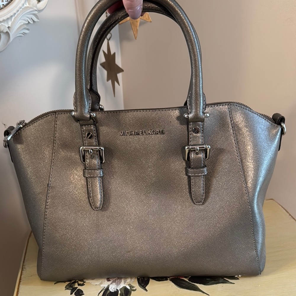 Michael Kors Gray Satchel with Silver Hardware